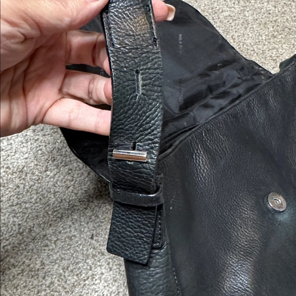MILA PAOLI Classic Black Fine Leather Shoulder Bag Made In Italy - Picture 12 of 13